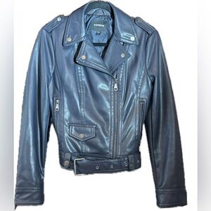 Express Faux Leather Midnight Blue Jacket